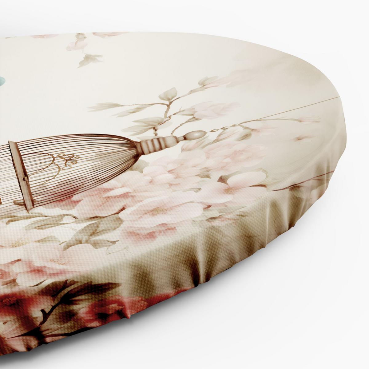 RUNDES BILD Rosa 60/60 cm - Pink/Beige, Textil (60/60cm) - KUNSTLOFT