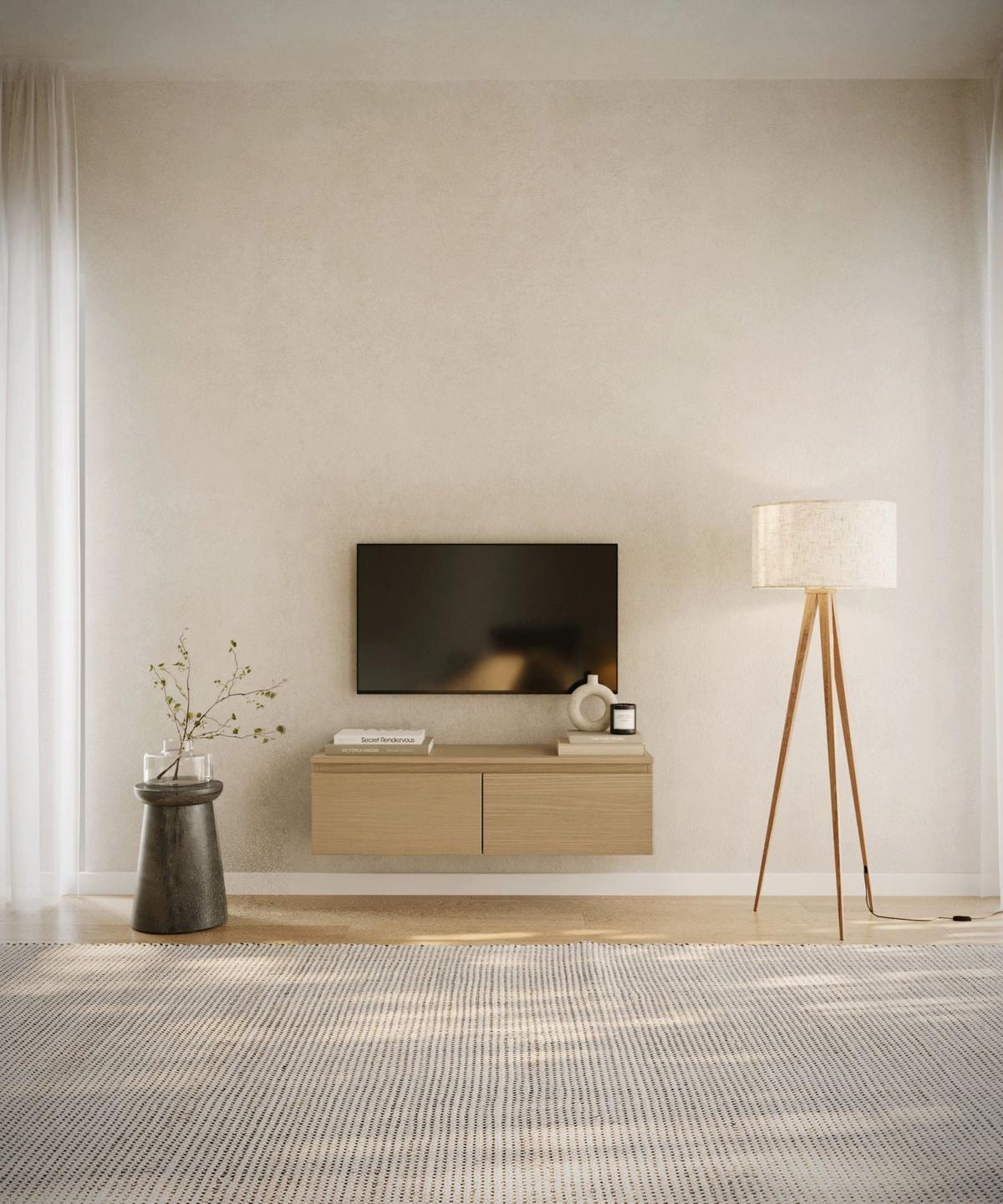TV-LOWBOARD Bemmi Eiche Lindberg 100 cm - Eichefarben, Holzwerkstoff (100/28.4/31.8cm) - Selsey