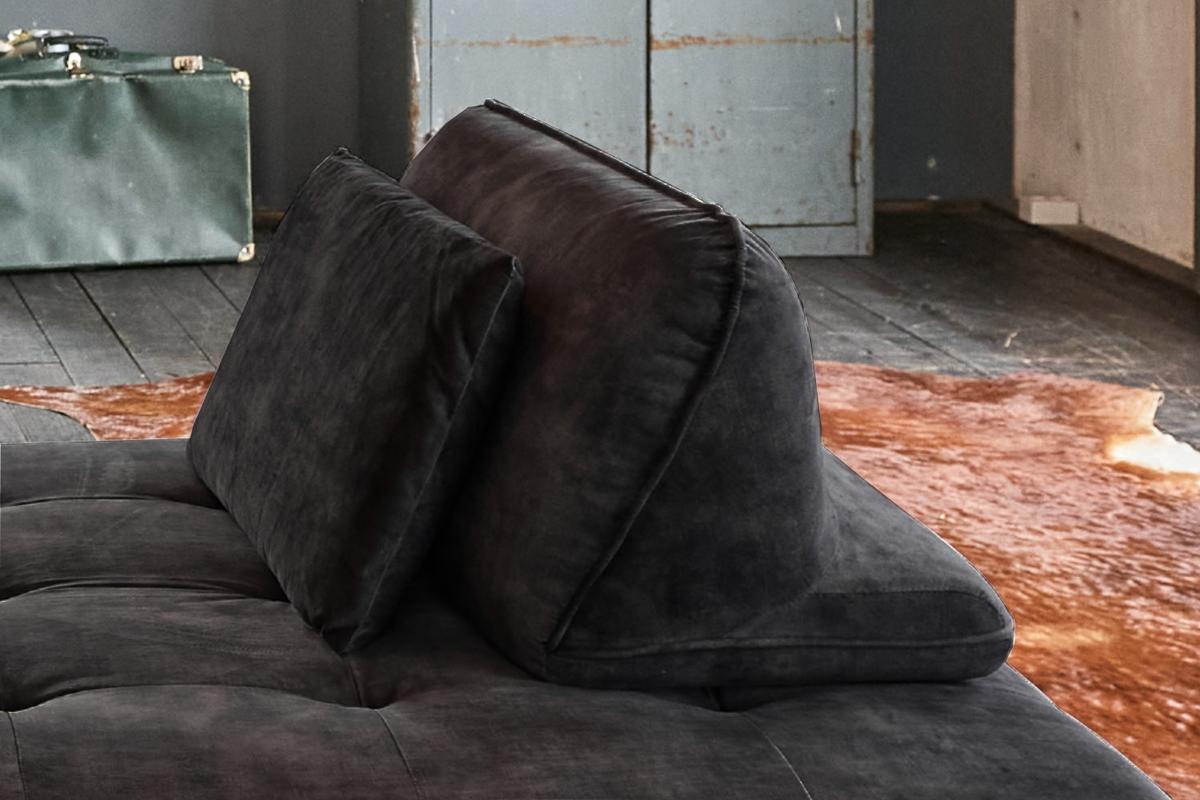 MODULSOFA MIT HOCKER WIOLO Anthrazit Velvet - Anthrazit/Silberfarben, Textil/Metall (350/80/350cm) - KAWOLA