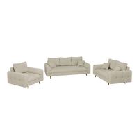SITZGARNITUR 3+2+1 Alma Beige Cord - Beige/Schwarz, Holz/Textil (210/81/93cm) - S-Style Möbel
