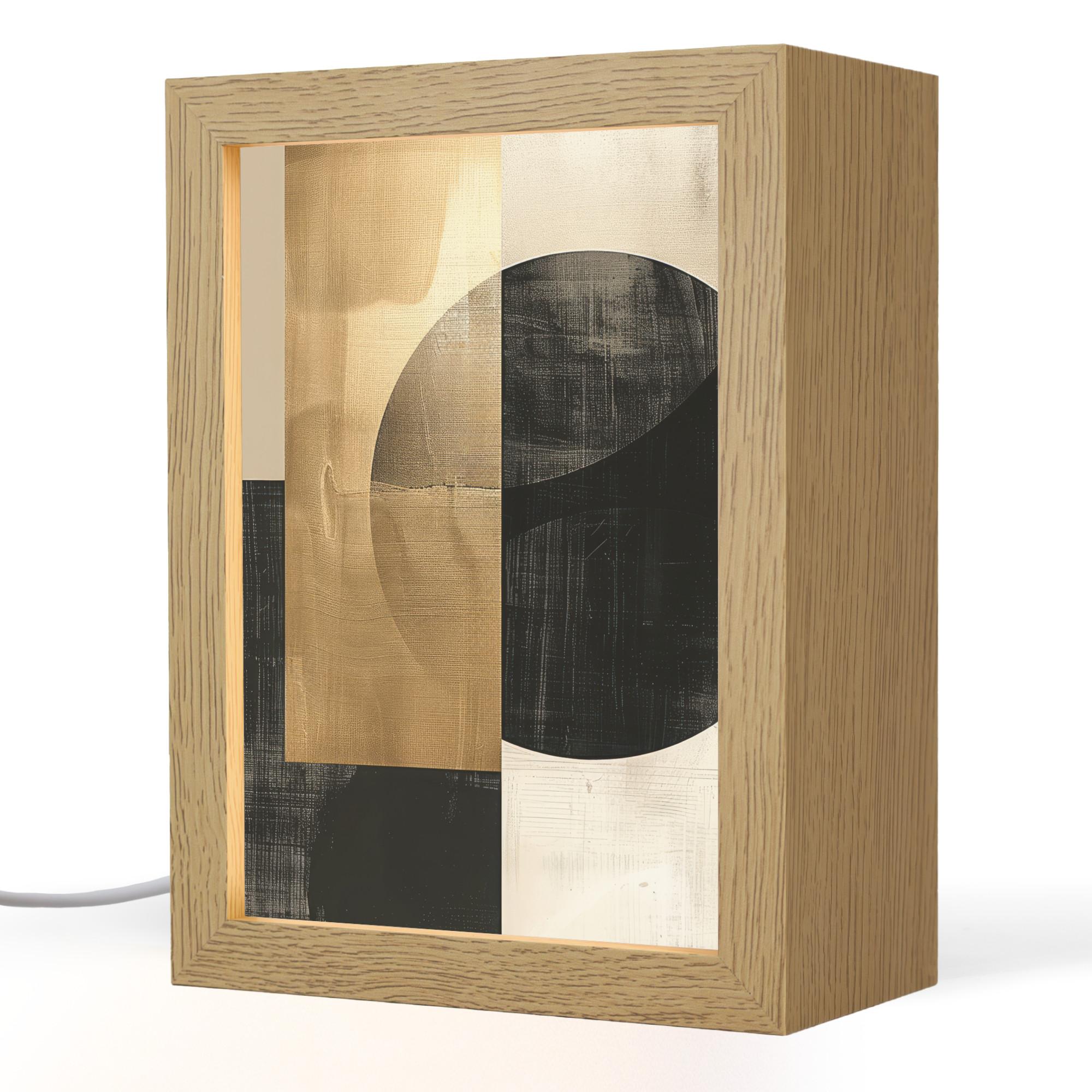 TISCHLEUCHTE Abstrakt - Modern - Schwarz - Gold 15x20 cm - Beige, Holzwerkstoff (8/15/20cm) - OnlyWow