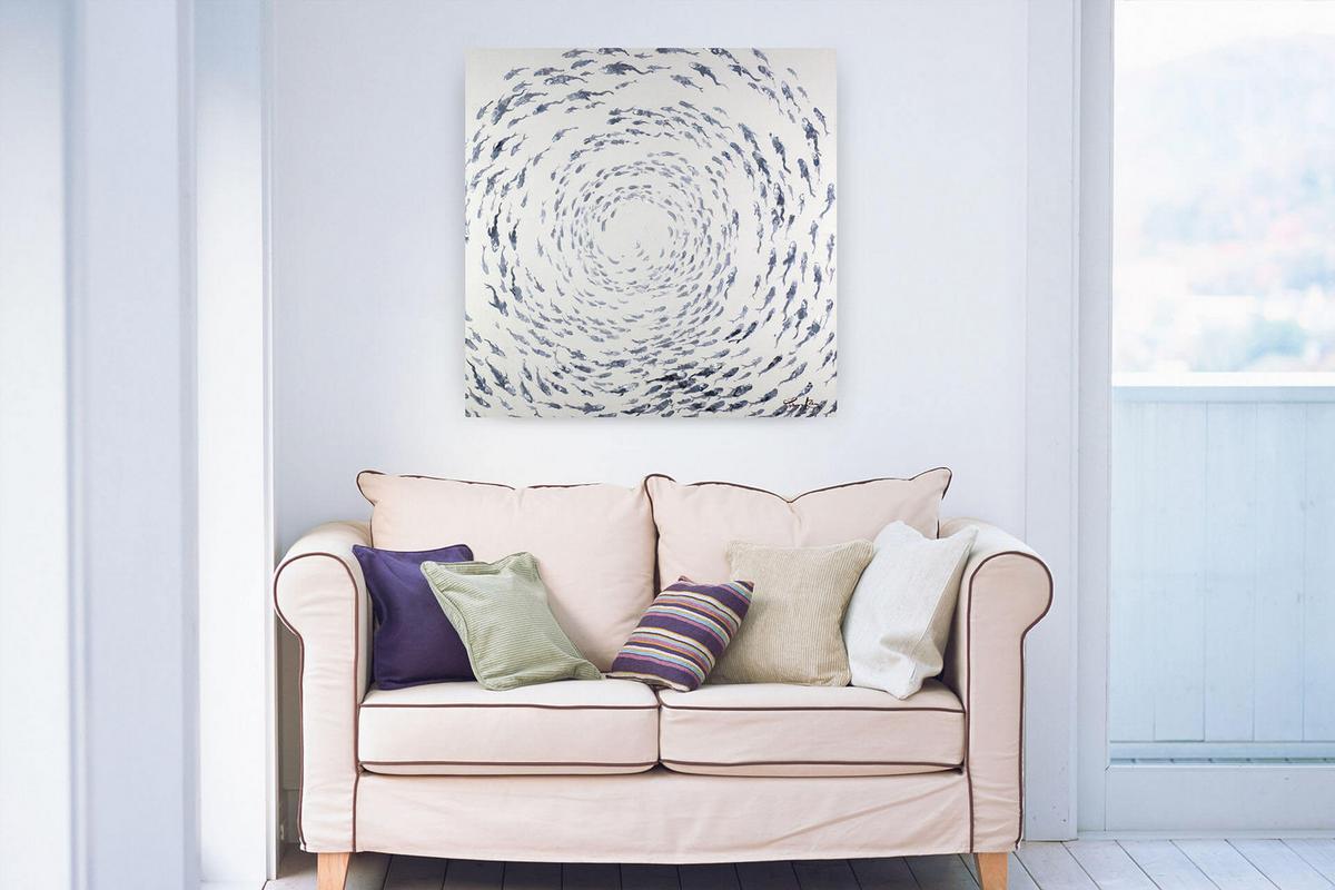 ÖLGEMÄLDE 80/80 cm - Weiß/Grau, Holz/Textil (80/80cm) - KUNSTLOFT