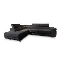ECKSOFA APIRO L-S Schwarz Kordstoff mit Schlaffunktion - Silberfarben/Schwarz, Holz/Textil (276/202cm) - MASSENO