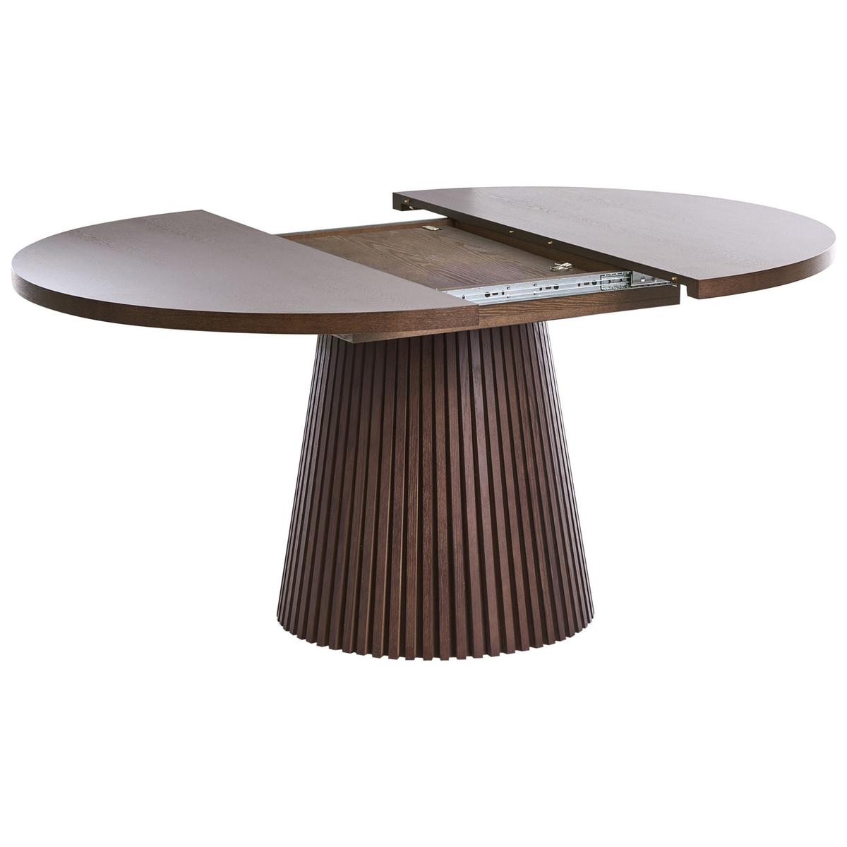 ESSTISCH ausziehbar Dunkle Esche 120-160/120 cm Moore - Dunkelbraun, Holzwerkstoff (120/120/76cm) - Beliani