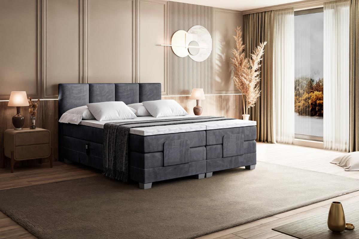 BOXSPRINGBETT elektrisch verstellbar mit 2 Matratzen H4/Taschenfederung ROKS EL 180 x 200 Dunkelgrau - Dunkelgrau, Holzwerkstoff (187/200cm) - ALTDECOR