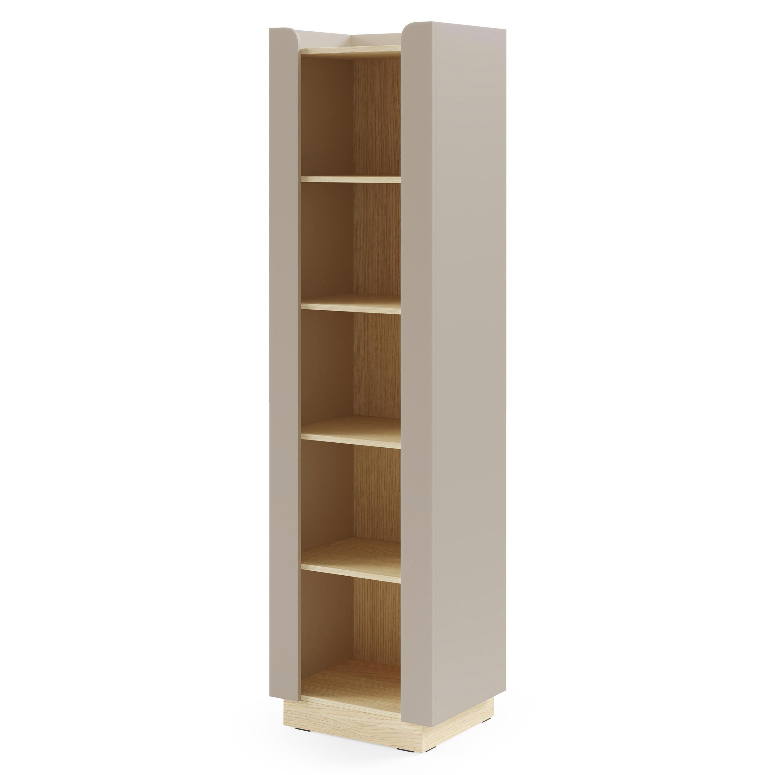 BÜCHERREGAL Sorella mit 4 offenen Regalböden, 55 cm, für Jugendzimmer, Porcini + Eiche Mavelie - Eichefarben/Cappuccino, Holzwerkstoff (55/201/42cm) - Beautysofa
