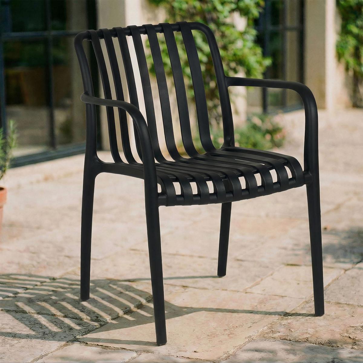 GARTENSTÜHLE TULIPANO 6er-Set schwarz - Schwarz, Textil (55/82/59cm) - IDIMEX