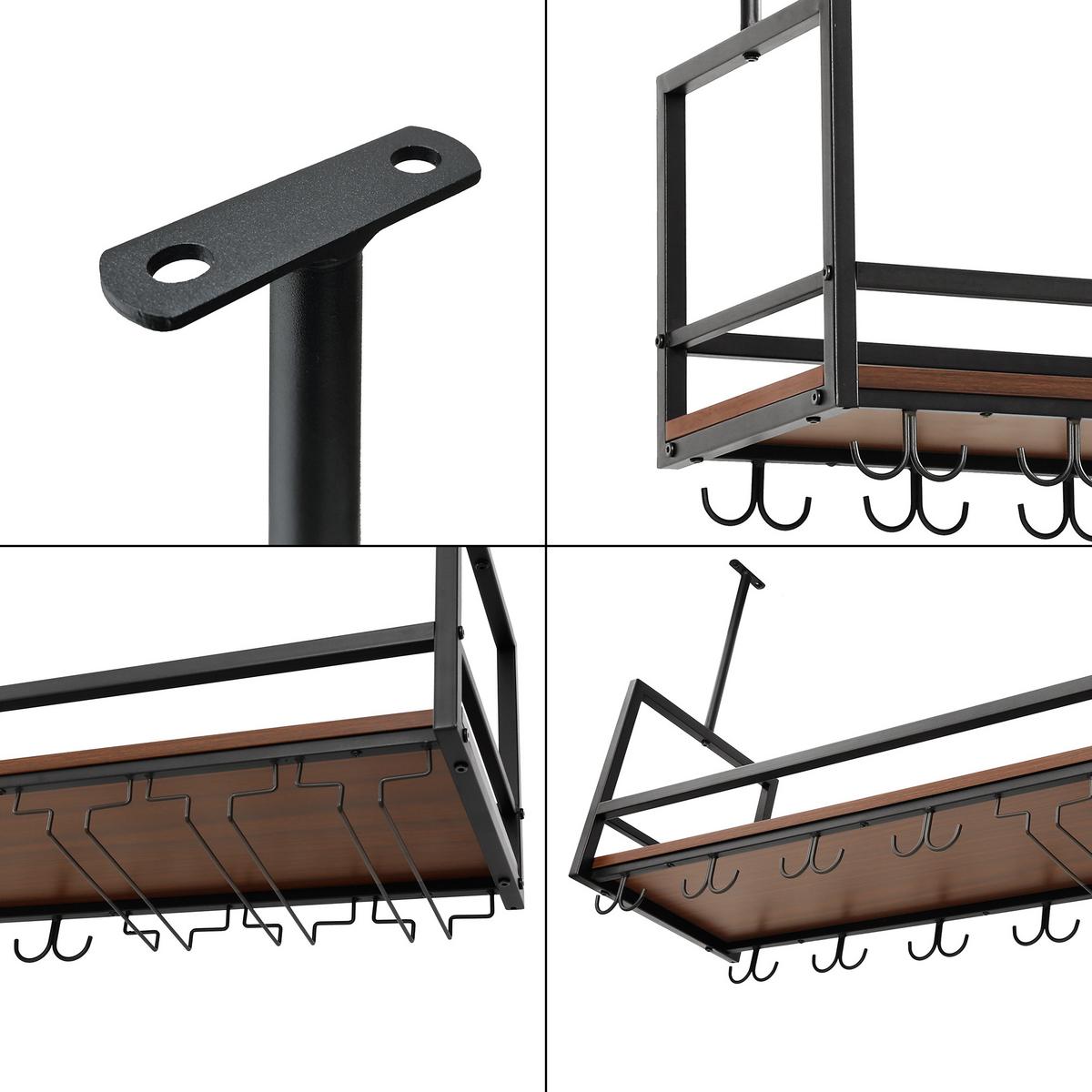 WEINREGAL Borejle - Walnussfarben/Schwarz, Holzwerkstoff/Metall (100/64.5/30cm) - [en.casa]
