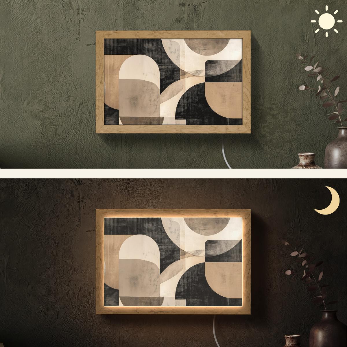 WANDLEUCHTE Abstrakt - Formen - Modern - Beige 30x20 cm - Grau, Holzwerkstoff (30/20/8cm) - OnlyWow