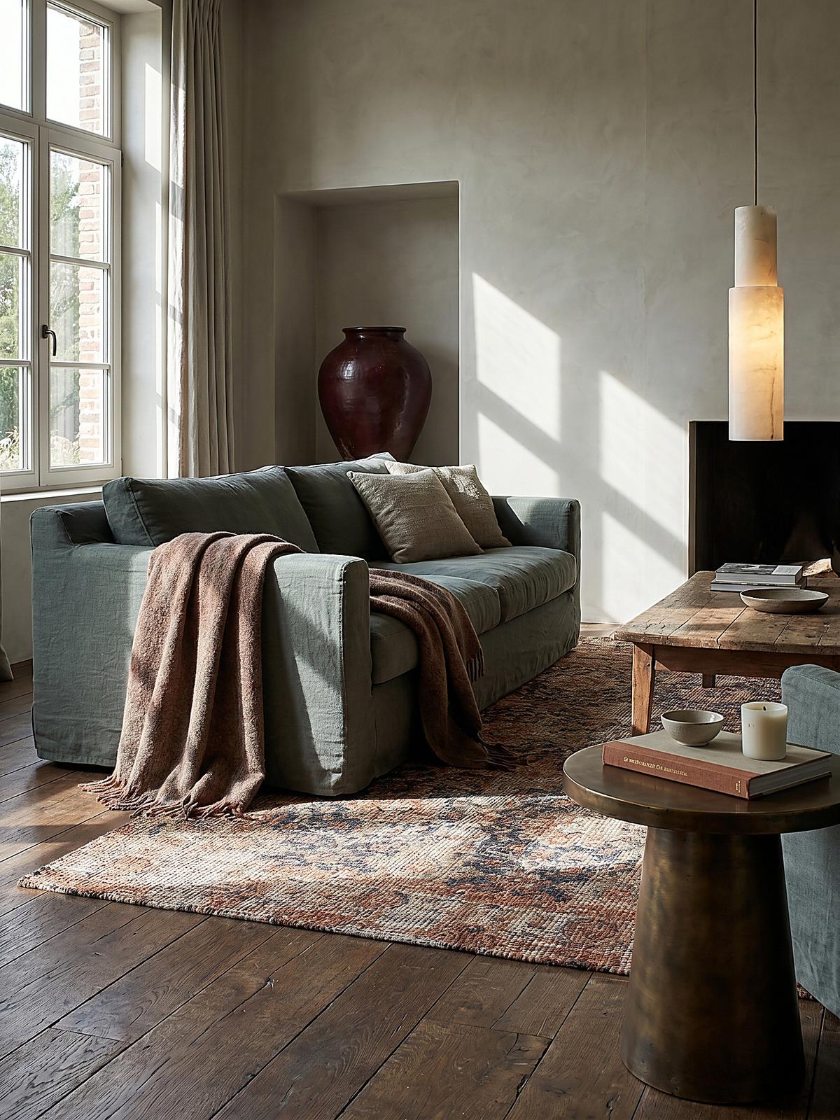JUTETEPPICH handgewebt WENSLEY, im Vintage-Stil, Rot-Blau, 200 x 290 cm - Rot, Textil (290/200cm) - KADIMA DESIGN