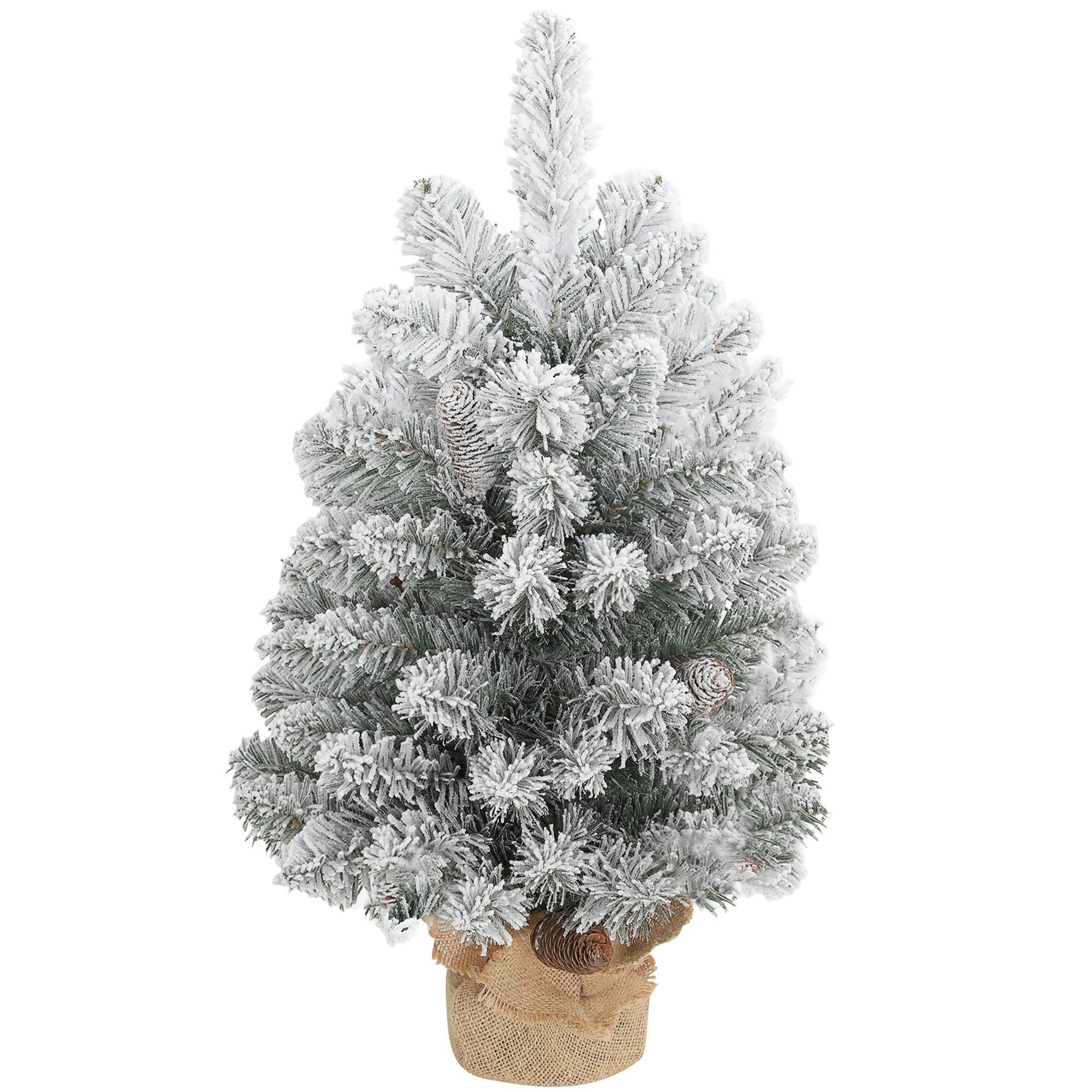 MINI Künstlicher Weihnachtsbaum 60 cm Tannenbaum künstlich mit Schnee - Grün, Kunststoff (60cm) - HOMCOM