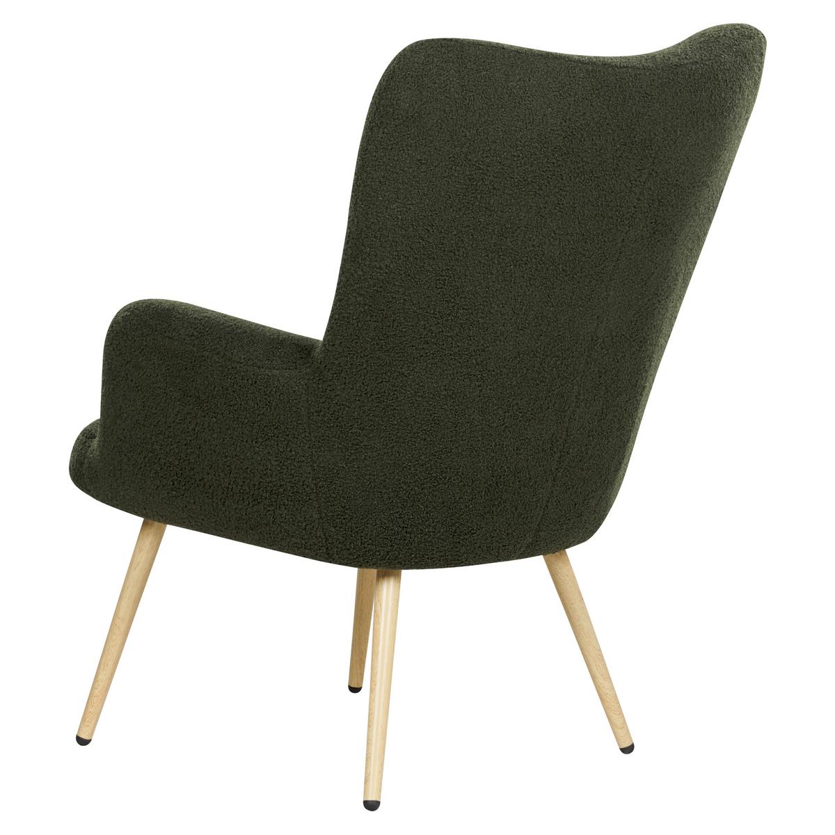 SESSEL Bouclé dunkelgrün mit Hocker Vejle - Hellbraun/Grün, Textil (67/95/52cm) - Beliani