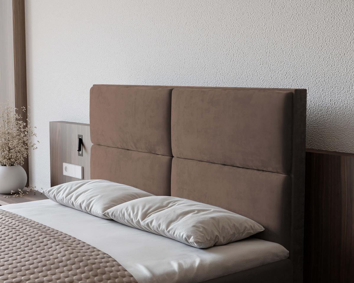 BOXBETT 120x200 cm mit Topper - Braun, Holzwerkstoff/Textil (120/200cm) - Idohome