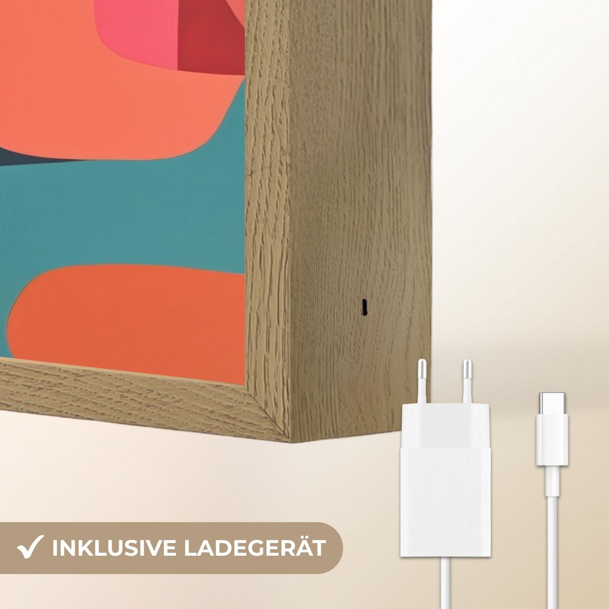 WANDLEUCHTE MIT AKKU Formen - Bunt - Abstrakt - Flugzeuge 40x30 cm - Multicolor, Holzwerkstoff (40/30/8cm) - OnlyWow