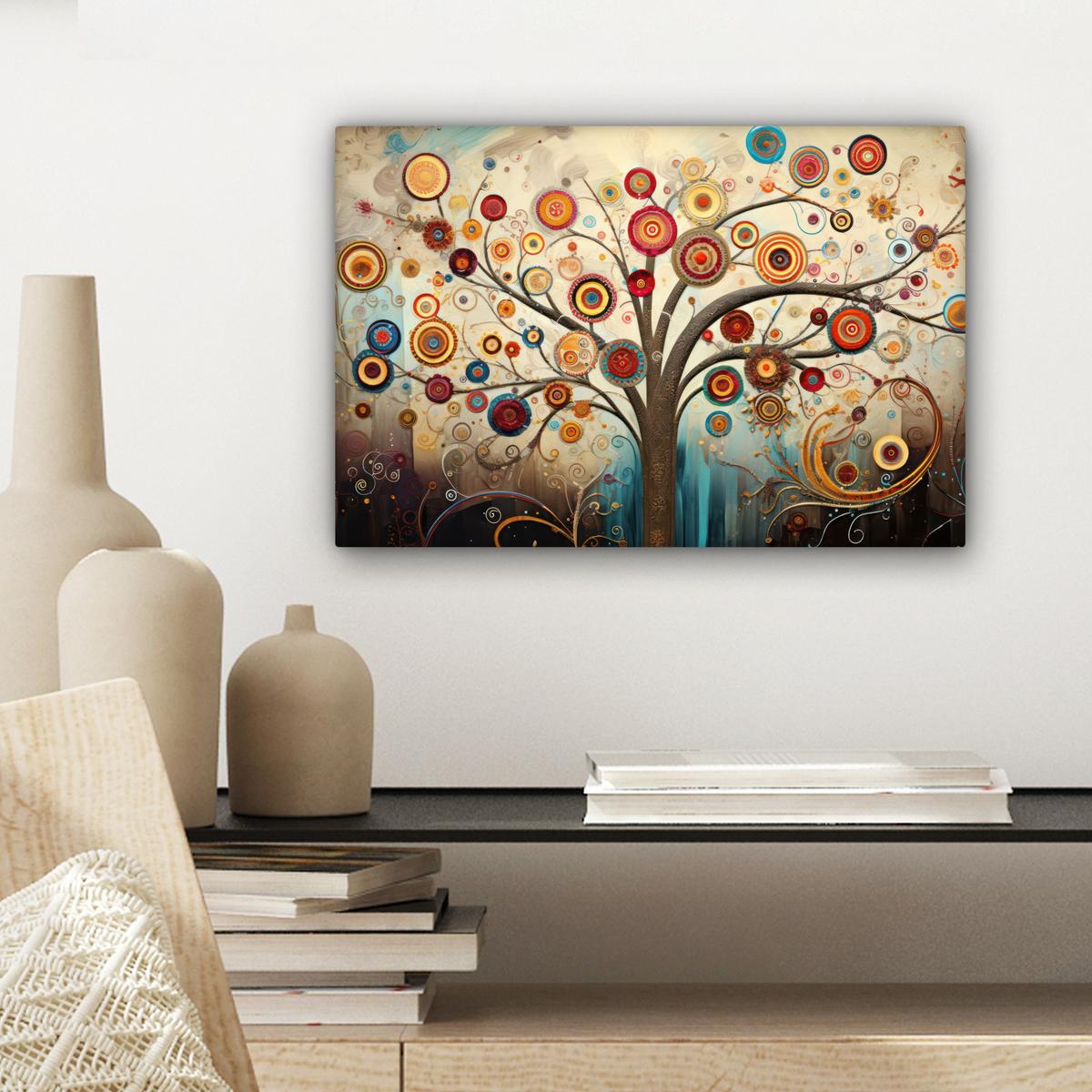 LEINWANDBILD Baum - Baum des Lebens - Farbe Deko Schlafzimmer 30x20 cm - Braun, Textil (30/20cm) - MuchoWow