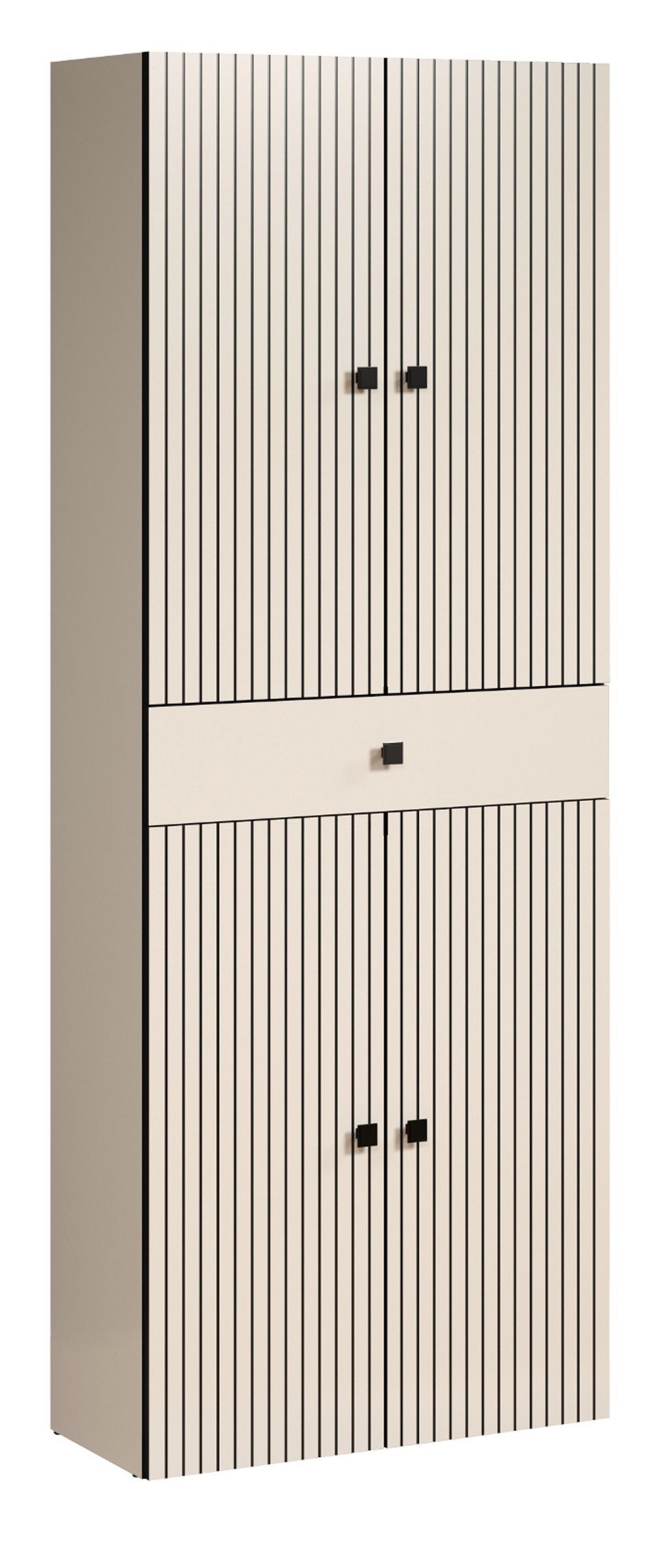 HOCHSCHRANK Kaschmir, grau 70 x 186 cm, Badschrank 4-türig - Kaschmir/Schwarz, Holzwerkstoff/Metall (70/186/31cm) - Top.Furn