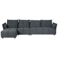4-SITZER-ECKSOFA Polyester Grau linksseitig Tomra - Graphitfarben, Textil (325/136cm) - Beliani
