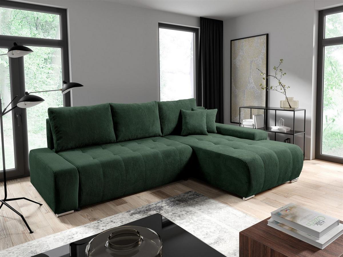 ECKSOFA Vogar In Poso - Grün, Holzwerkstoff/Textil (265/185cm) - Fun Möbel