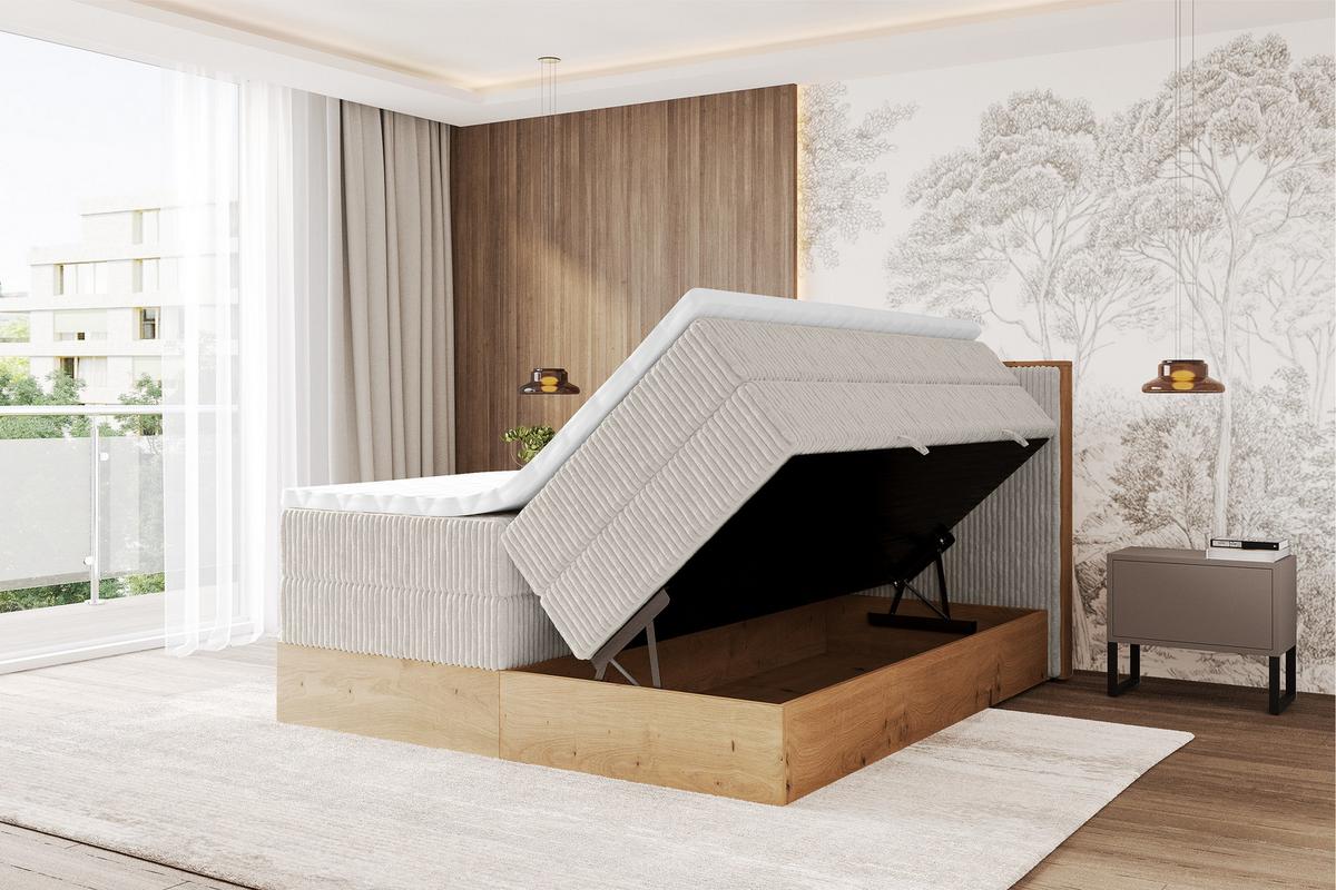 BOXSPRINGBETT LOLLI9 -KING 140x200 - H3/H4 Creme - Creme, Holzwerkstoff (140/200cm) - ALTDECOR