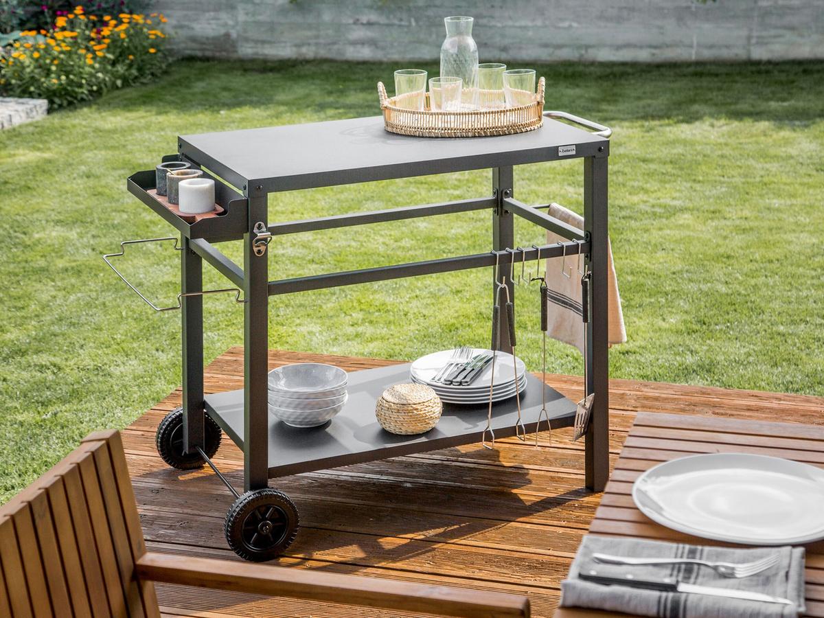 SERVIERWAGEN Schwarz Staletti - Schwarz, Metall (60/83/115cm) - Beliani