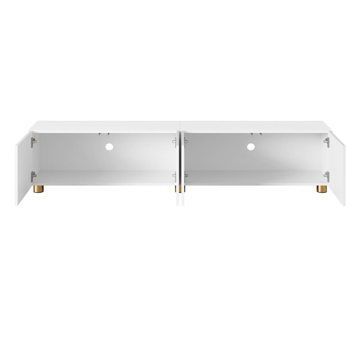 TV-LOWBOARD Lowboard Weiß mit Bogenrelief, 4 Türen & Metallfüßen - Weiß, Holzwerkstoff (180/40/35cm) - Urban Meuble