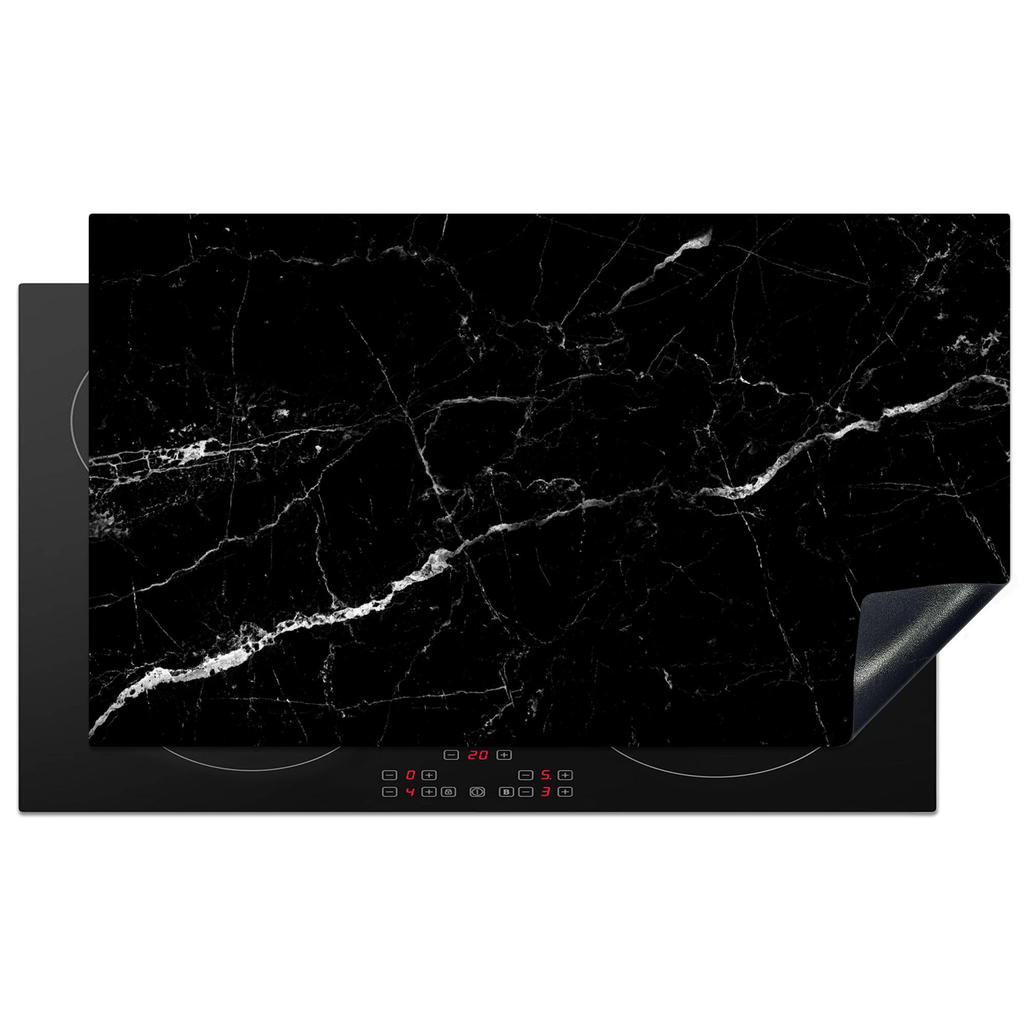 HERDABDECKPLATTE Marmoroptik - Schwarz - Luxus Induktionsschutz 91.6x52.7 cm - Grau, Kunststoff (91.6/52.7/0.2cm) - MuchoWow