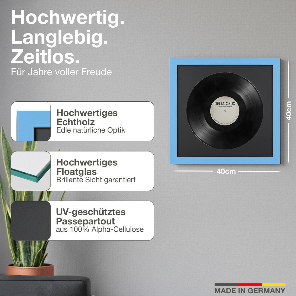 SCHALLPLATTEN RAHMEN 40/40 für die Vinyl - Hellblau, Holz (40/40cm) - K-Möbel