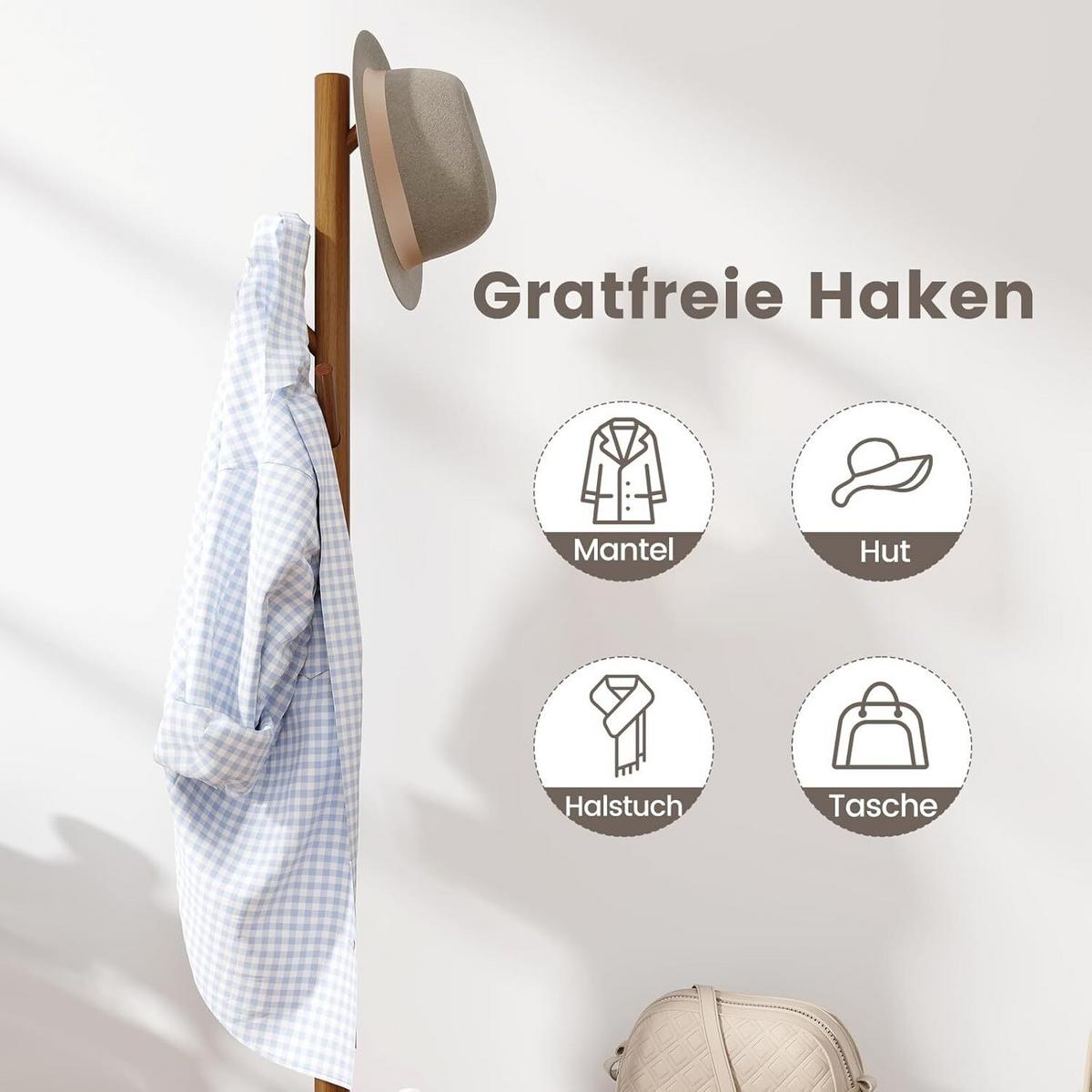 GARDEROBENSTÄNDER 168cm Braun - Braun, Holz (76/168/43cm) - COSTWAY