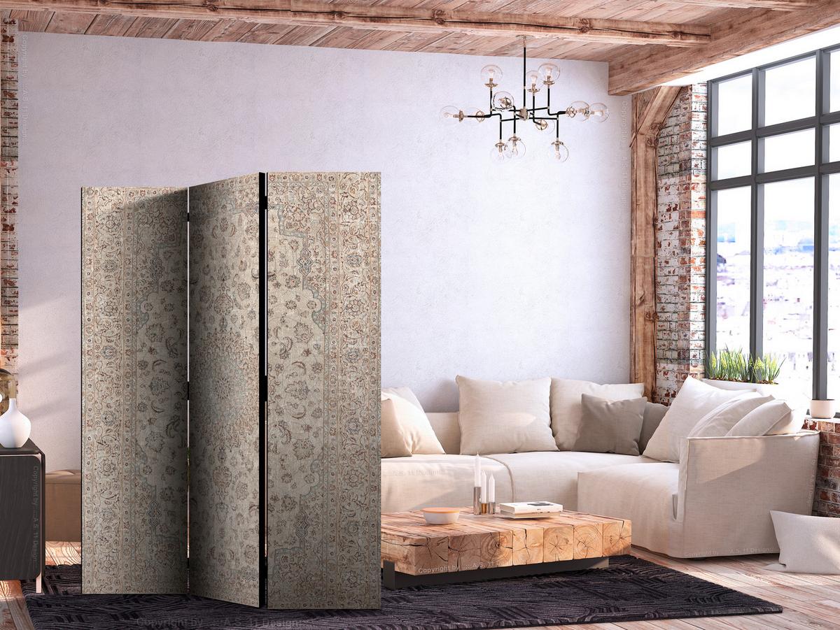 PARAVENT Einseitig Bedruckter 3-tlg 135x172 cm Mandala Boho Stil - Beige, Holz/Textil (135/172/3cm) - Muralo