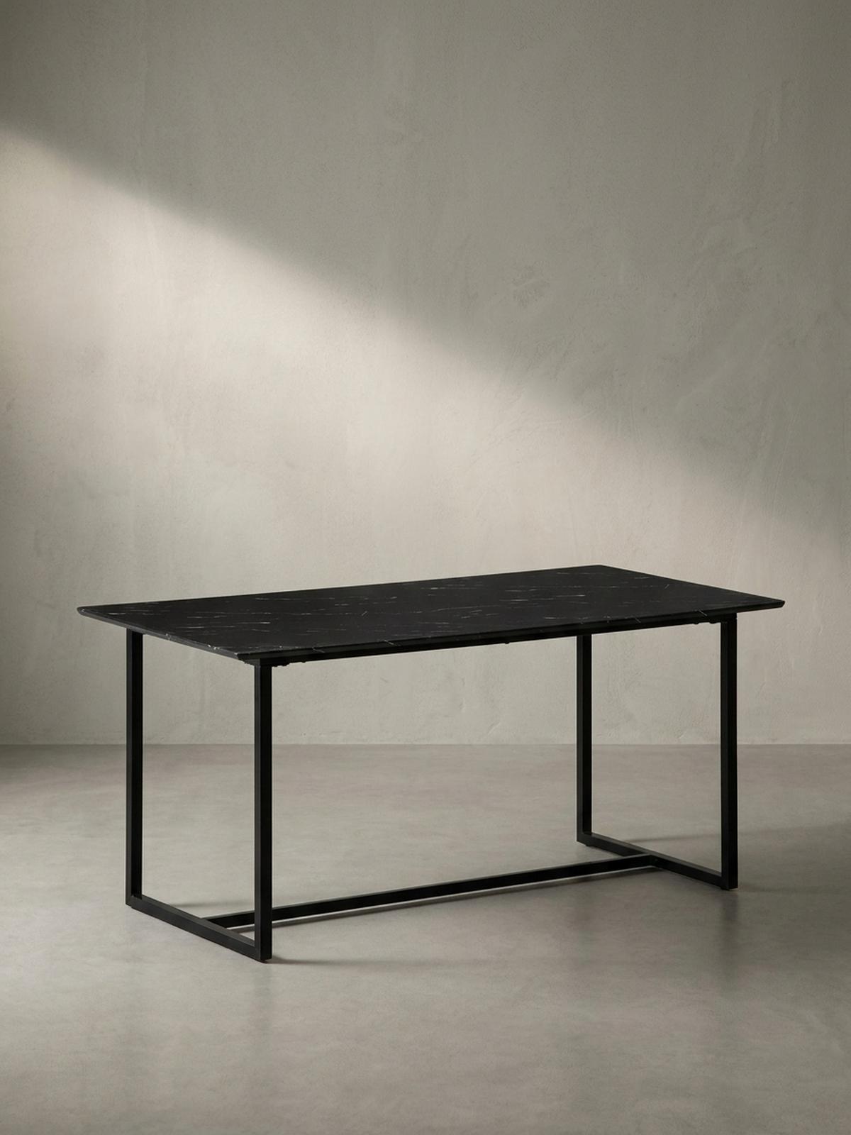 ESSTISCH Marmoroptik Metall Rechteckig Modern Klein, Schwarz 200x90x76 cm - Schwarz, Holzwerkstoff/Metall (90/200/76cm) - KADIMA DESIGN
