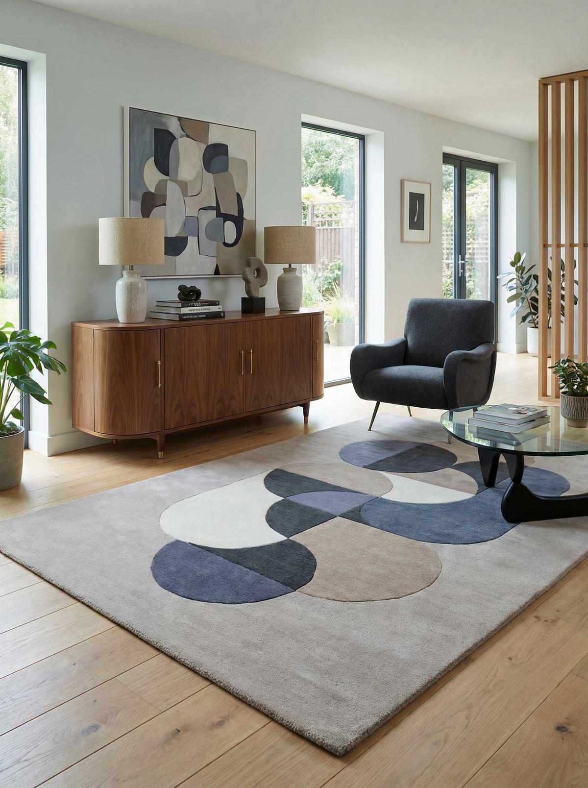 WOLLTEPPICH handgewebt HULL-Beverley, geometrisch, Hellgrau, 120 x 170 cm - Grau, Textil (170/120cm) - KADIMA DESIGN