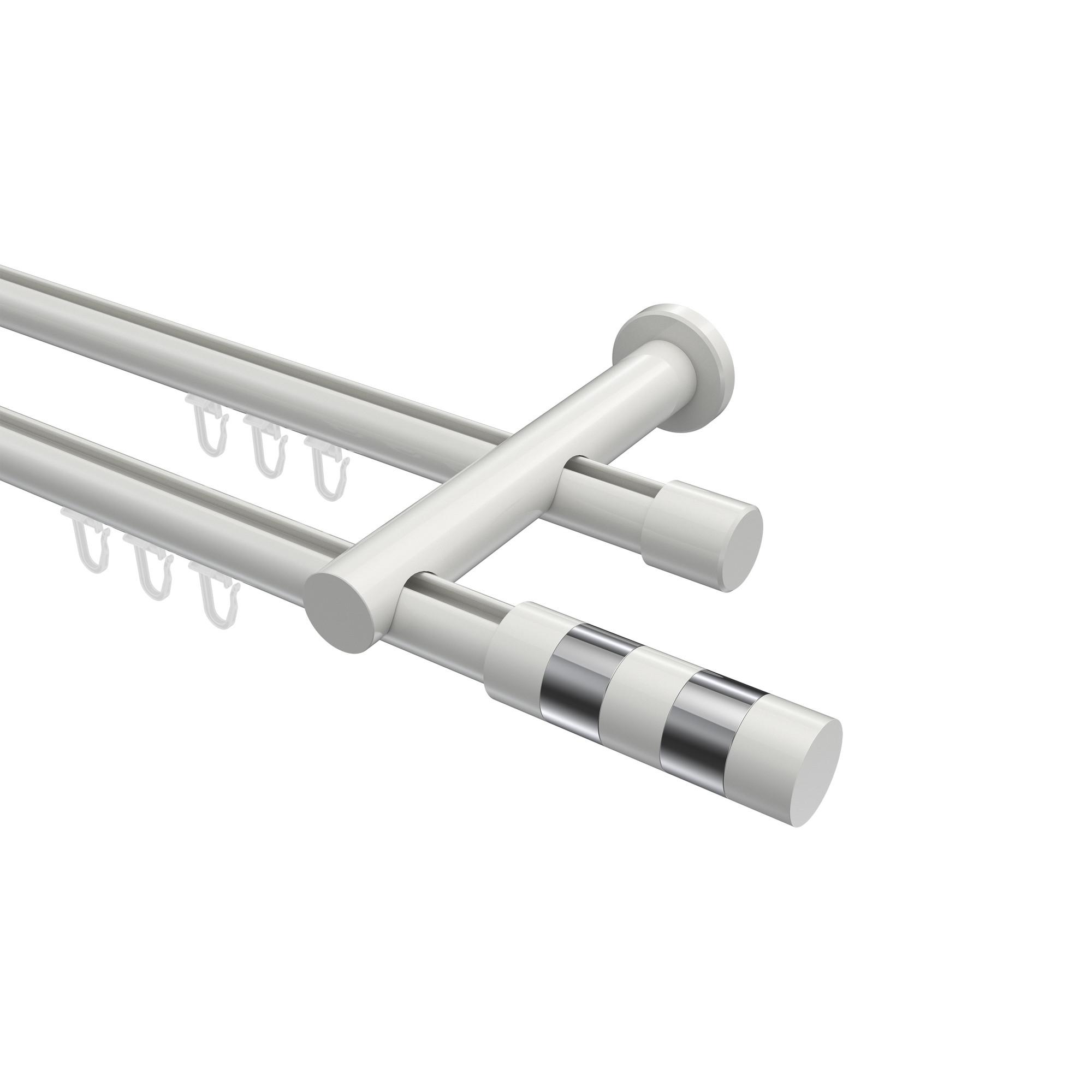 GARDINENSTANGE INNENLAUF Platon Mavell 320 cm (geteilt in 2 x 160 cm), 2-läufig, 20 mm Ø Weiß - Chromfarben/Weiß, Metall (320cm) - INTERDECO