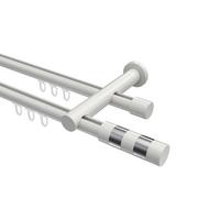 GARDINENSTANGE INNENLAUF Platon Mavell 320 cm (geteilt in 2 x 160 cm), 2-läufig, 20 mm Ø Weiß - Chromfarben/Weiß, Metall (320cm) - INTERDECO
