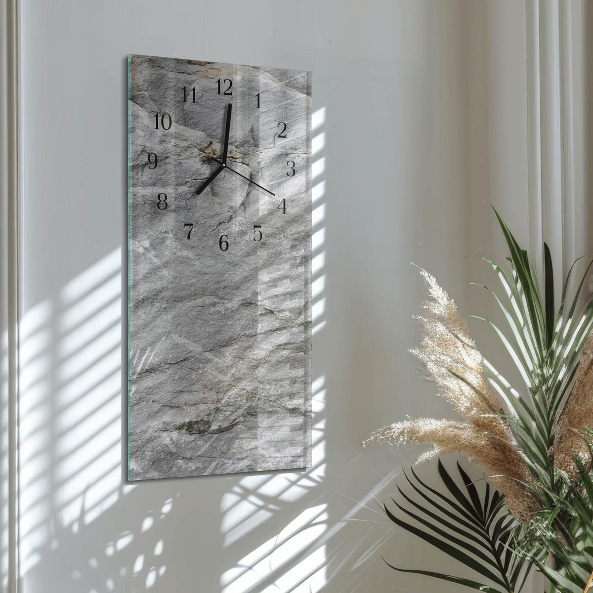WANDUHR aus Glas 30x60 cm - Stein - Grau, Glas (30/60/0.4cm) - TULUP