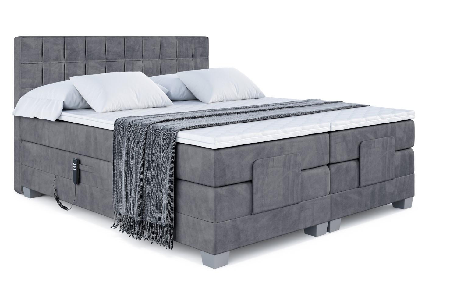 BOXSPRINGBETT elektrisch verstellbar mit 2 Matratzen H4/Taschenfederung OSTO EL 140 x 200 Dunkelgrau - Dunkelgrau, Holzwerkstoff (147/200cm) - ALTDECOR
