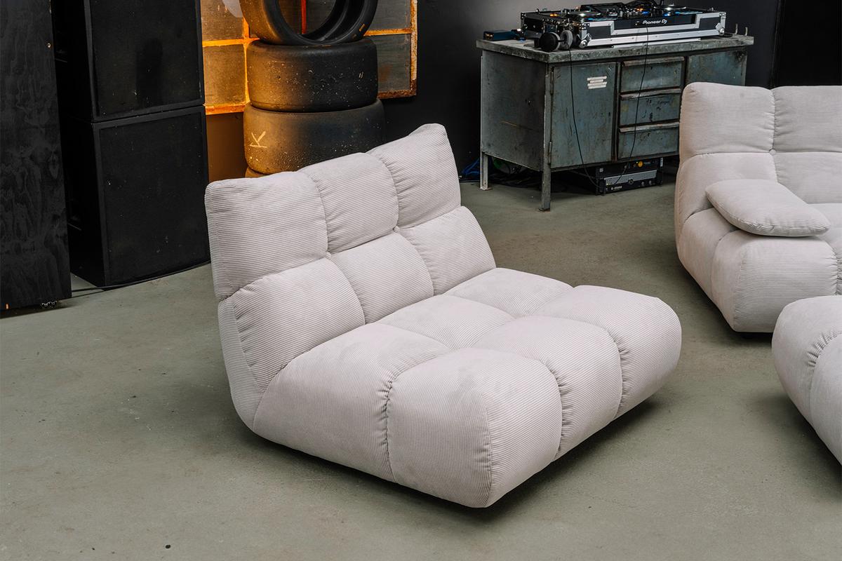 DREHSESSEL VIVIEN Silber Cord Drehbar (360°) - Silberfarben/Schwarz, Kunststoff/Textil (112/85/108cm) - KAWOLA
