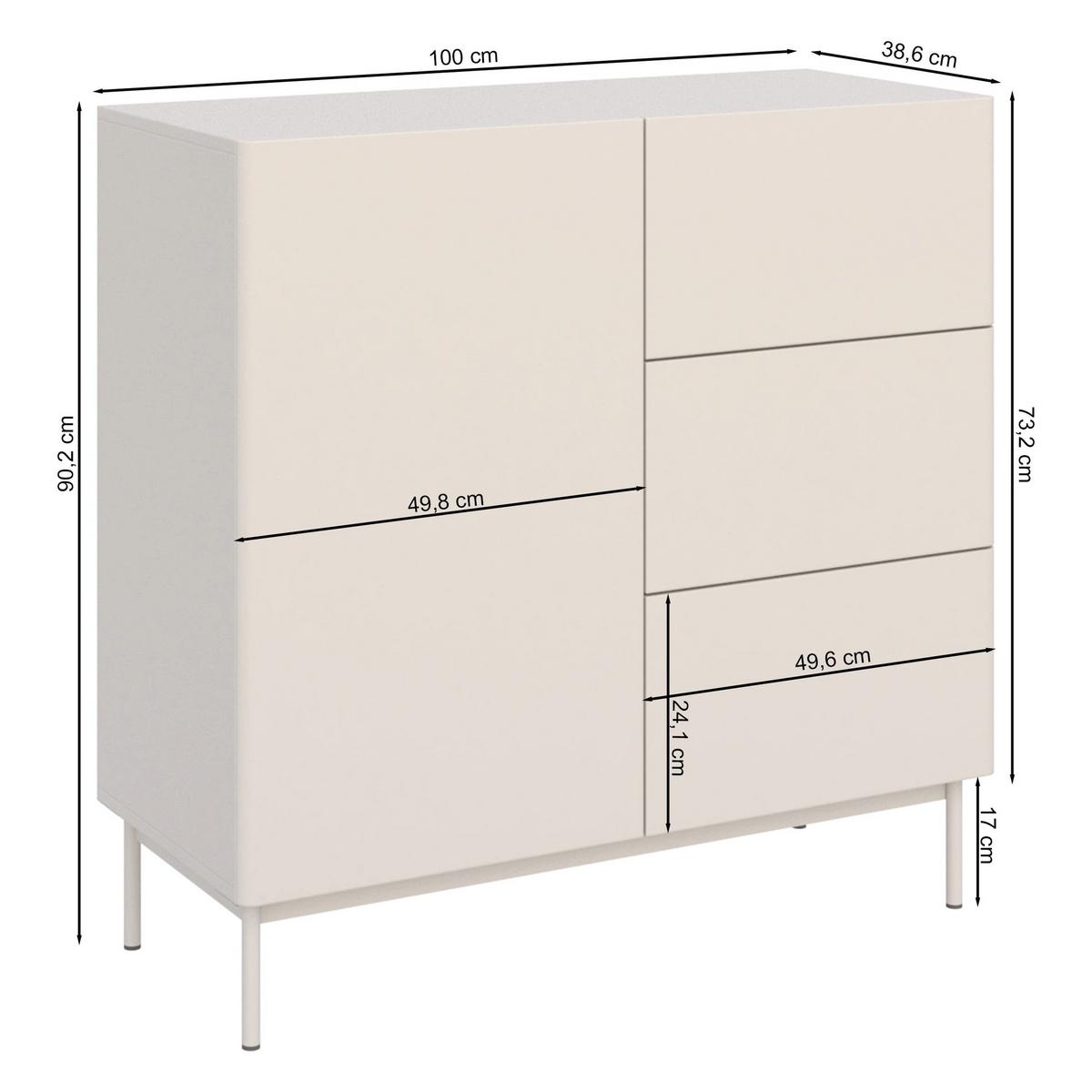 SIDEBOARD Olio KASCHMIR 100 CM - Kaschmir, Holzwerkstoff/Metall (100/90.2/38.6cm) - Selsey