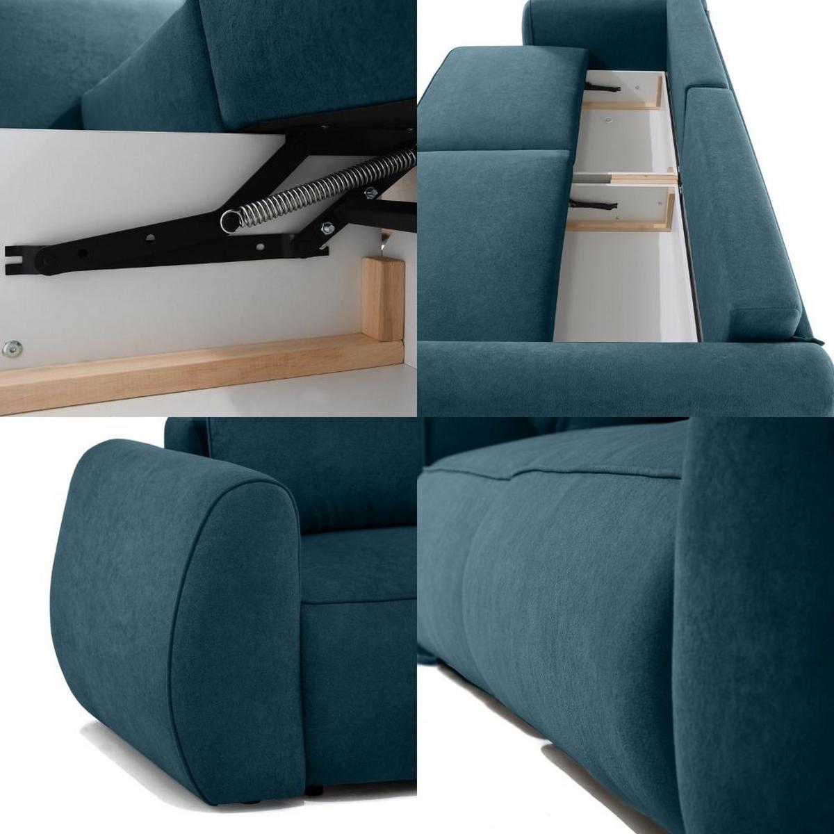 3-SITZER Schlafsofa Bravo mit Eckfunktion, mit zwei Bettkasten, Blau - Blau/Schwarz, Textil (257/96/110cm) - Beautysofa