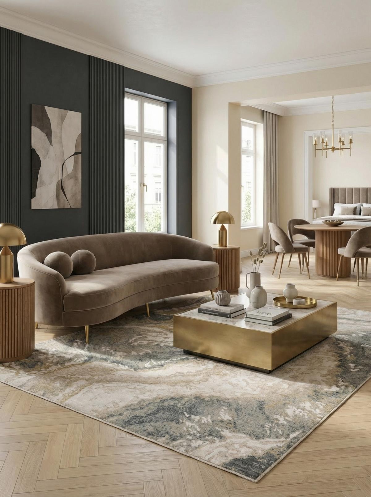 TEPPICH SIENA-Elsa, abstrakt, Grau-Beige, 200 x 300 cm - Grau, Textil (300/200cm) - KADIMA DESIGN