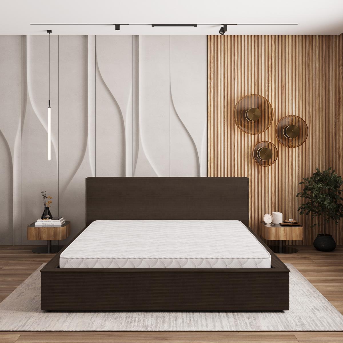 POLSTERBETT CELORA P 120x200 cm mit Bettkästen - Braun - Braun, Holz/Textil - MASSENO