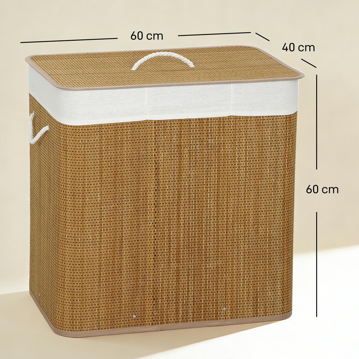 WÄSCHEKORB Bambus Braun - Braun, Holz (40/60/60cm) - HOMCOM