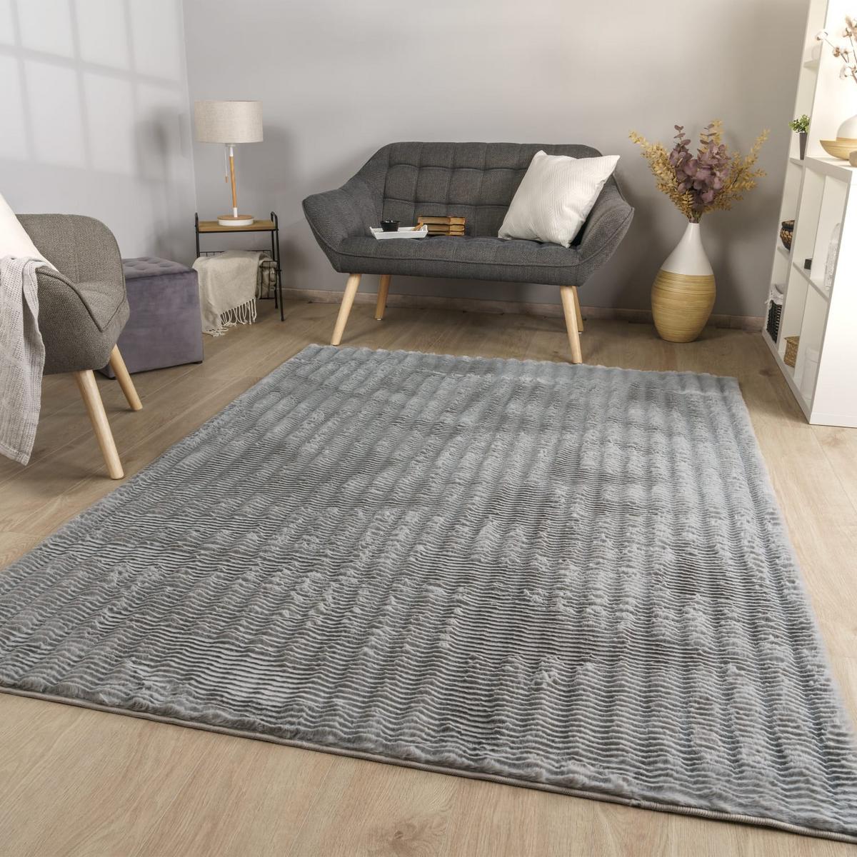 HOCHFLORTEPPICH Rauten Grau 60 x 100 cm - Grau, Kunststoff (60/100cm) - TT Home