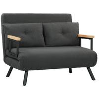 SCHLAFSOFA Stahl Polyester Dunkelgrau - Dunkelgrau/Beige, Holz/Textil (73/81/102cm) - HOMCOM