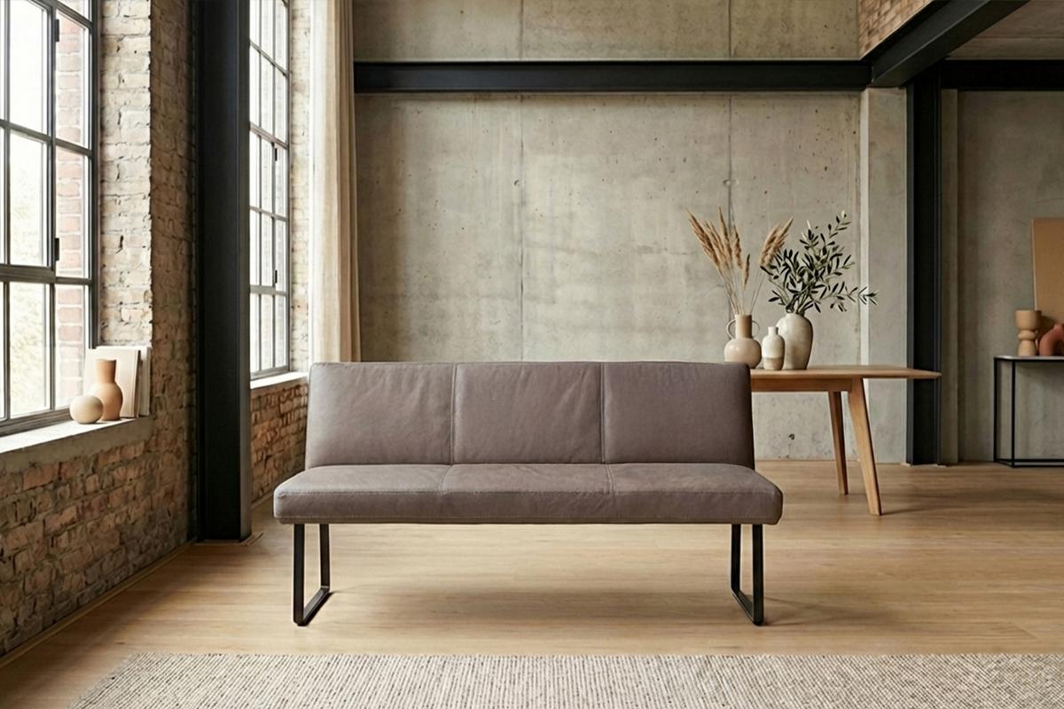 ESSZIMMERBANK ELEEN Dunkelbraun Leder - Dunkelbraun, Leder (243/85/69cm) - KAWOLA