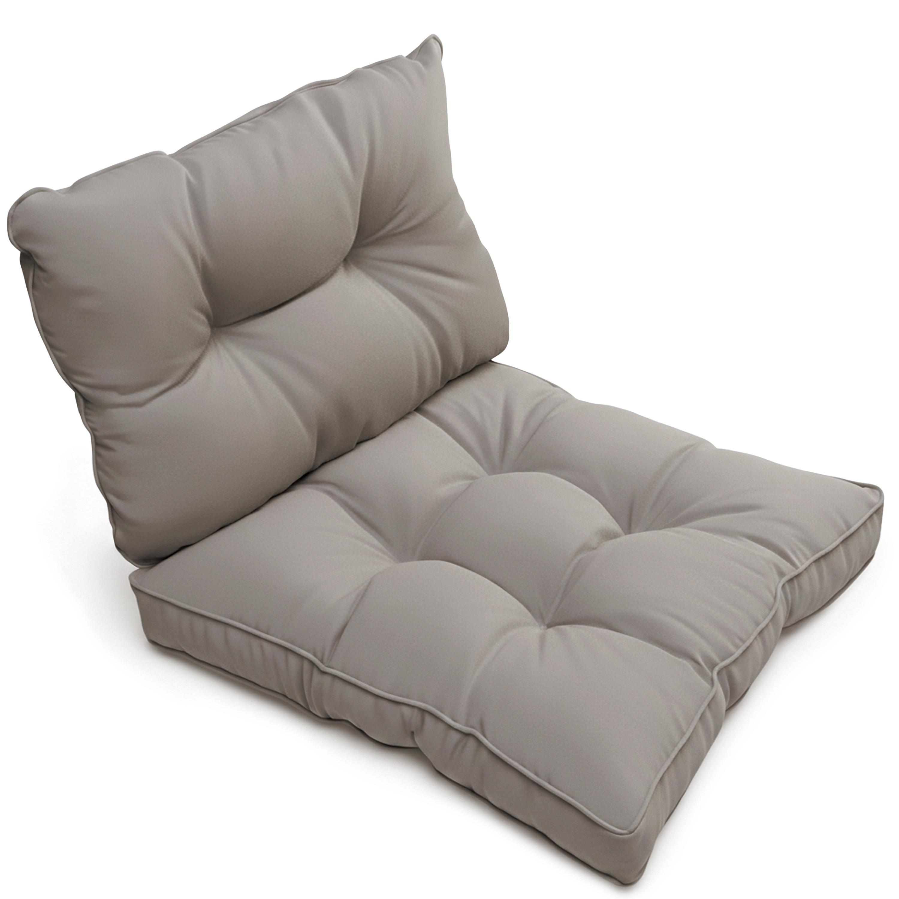 LOUNGEKISSEN Flair Outdoor Sitz 50x50x10cm mit Rücken 50x40x12cm Hellgrau (2tlg) - Hellgrau, Textil (50/50cm) - Beautissu 
