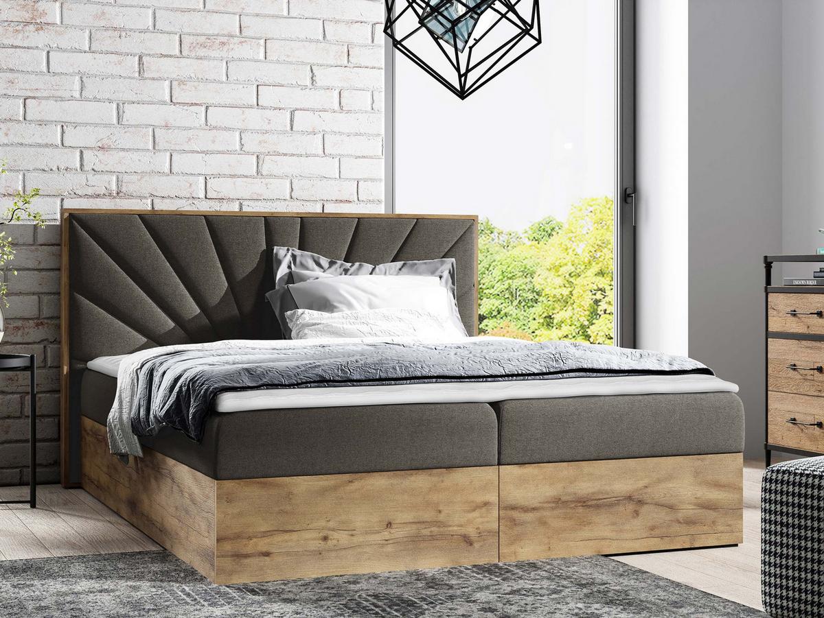 BOXBETT Wood 7 - H3 - Braun, Holz/Textil (180/200cm) - MIRJAN24