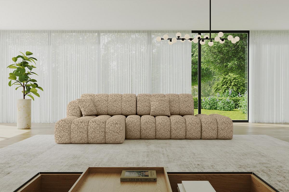ECKSOFA mit Schlaffunktion Ottomane Links OLEA-L2 321x164x75 Braun Tissu - Alteiche/Schwarz, Holzwerkstoff/Kunststoff (321/164cm) - ALTDECOR