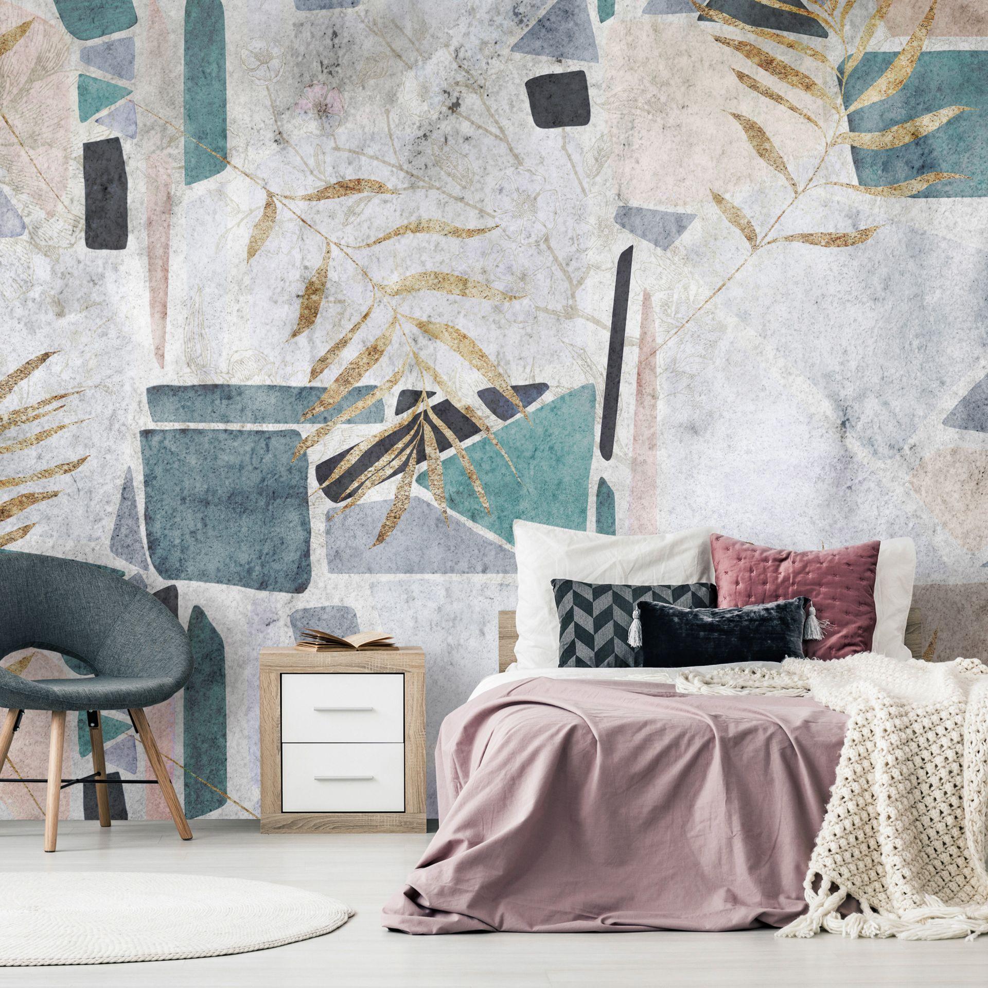 SELBSTKLEBENDE FOTOTAPETE 147/105 cm - Grau/Grün, Kunststoff/Textil (147/1cm) - KUNSTLOFT