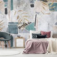 SELBSTKLEBENDE FOTOTAPETE 147/105 cm - Grau/Grün, Kunststoff/Textil (147/1cm) - KUNSTLOFT
