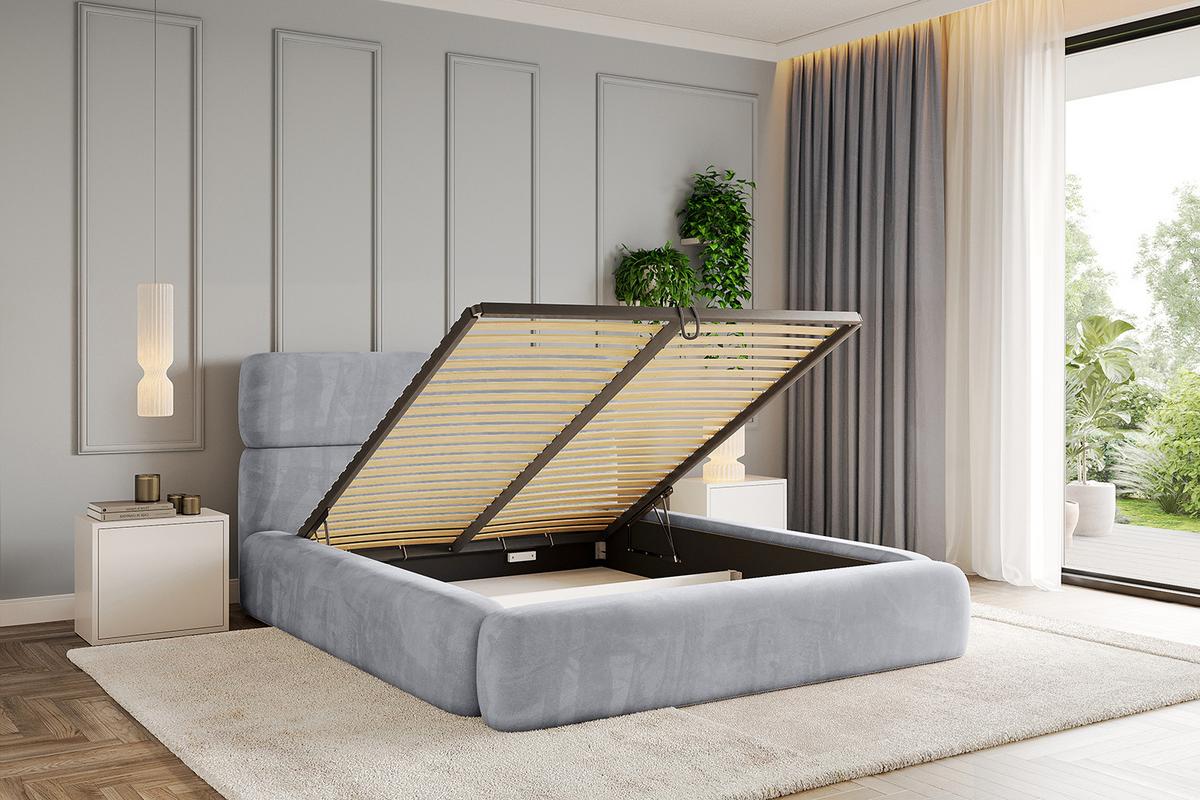 POLSTERBETT mit Bettkasten und Lattenrost, Boxbett ohne Matratze - ENORA 180x200 Hellgrau - Hellgrau, Holzwerkstoff/Textil (180/200cm) - ALTDECOR
